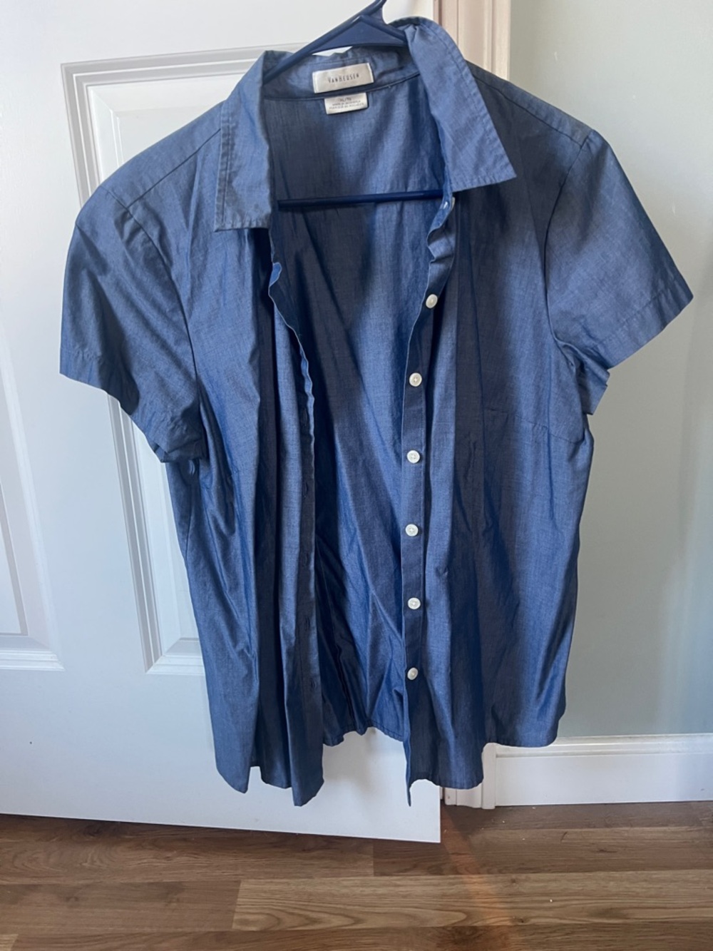 Van Heusen Blue Short Sleeve Button Down Shirt